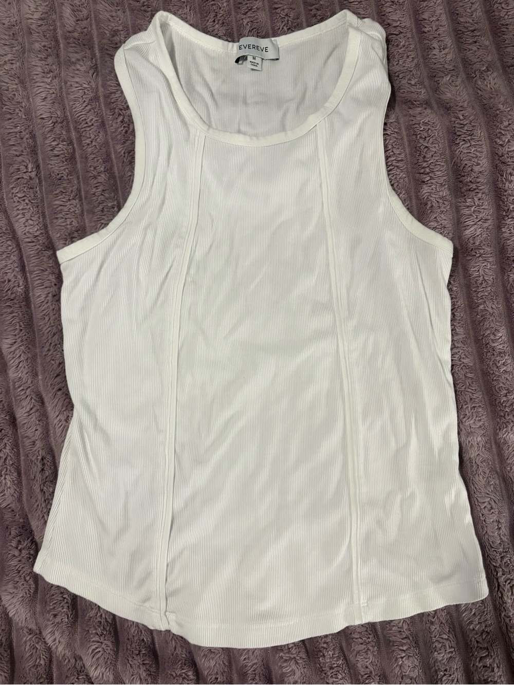 Evereve Cream Ribbed Scoop Tank